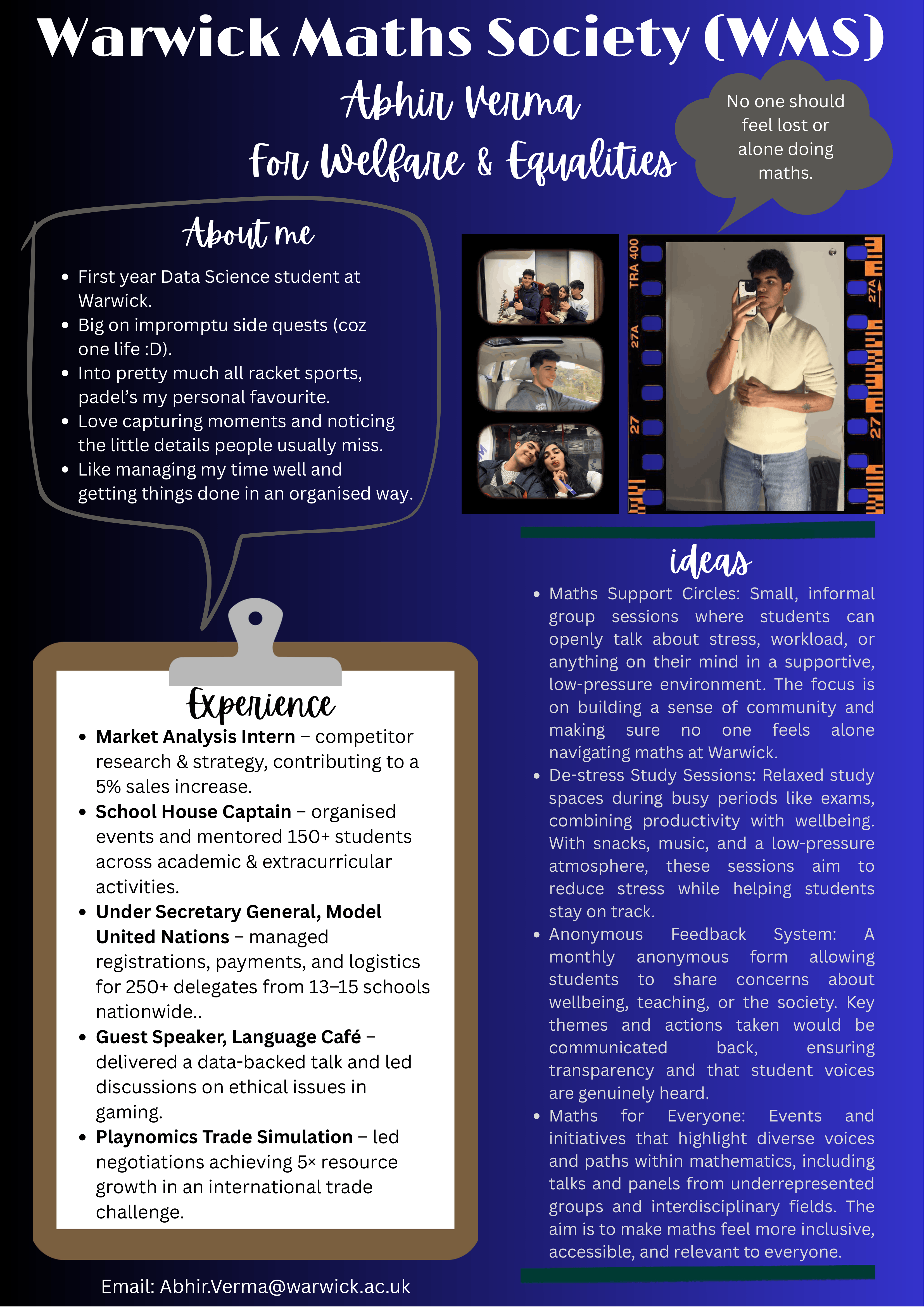 Abhir Verma (Welfare and Equalities Officer)